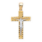 9ct Yellow and White Gold Crucifix Cross Pendant - Chains Available (0209)