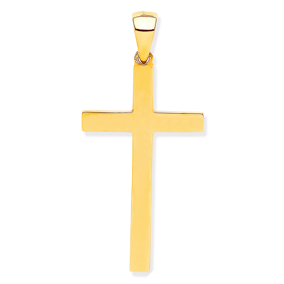9ct Yellow Gold 49x23mm Solid Plain Polished Cross Pendant (0214)