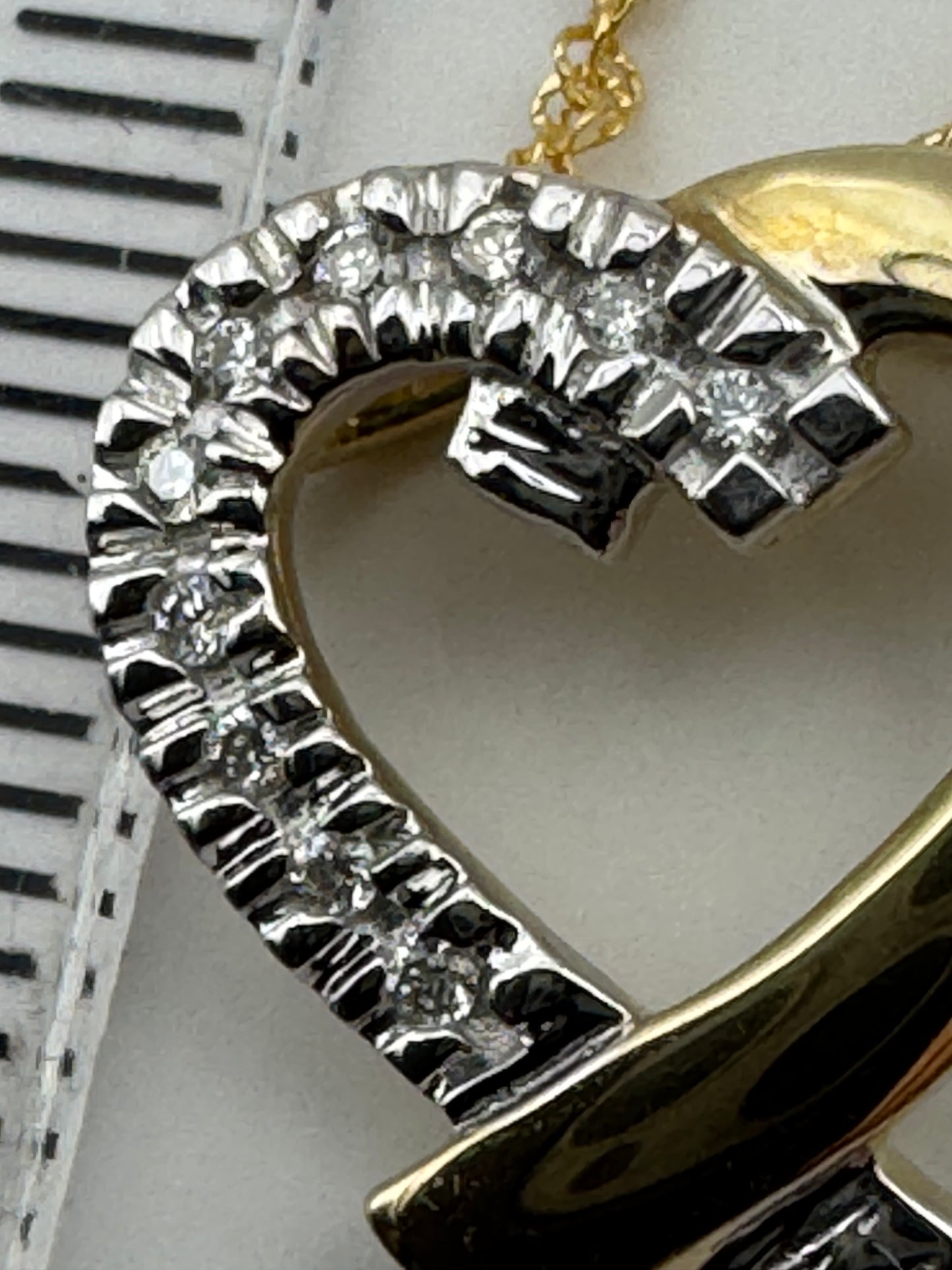 9ct Yellow Gold Diamond Heart Shaped Pendant on 18 Inch Singapore Chain (0004)