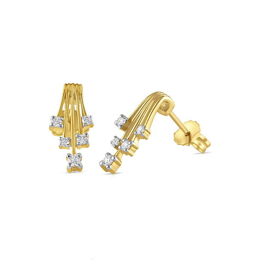 9ct Yellow Gold 0.25ct Drops of Diamond Cluster Stud Earrings (0161)