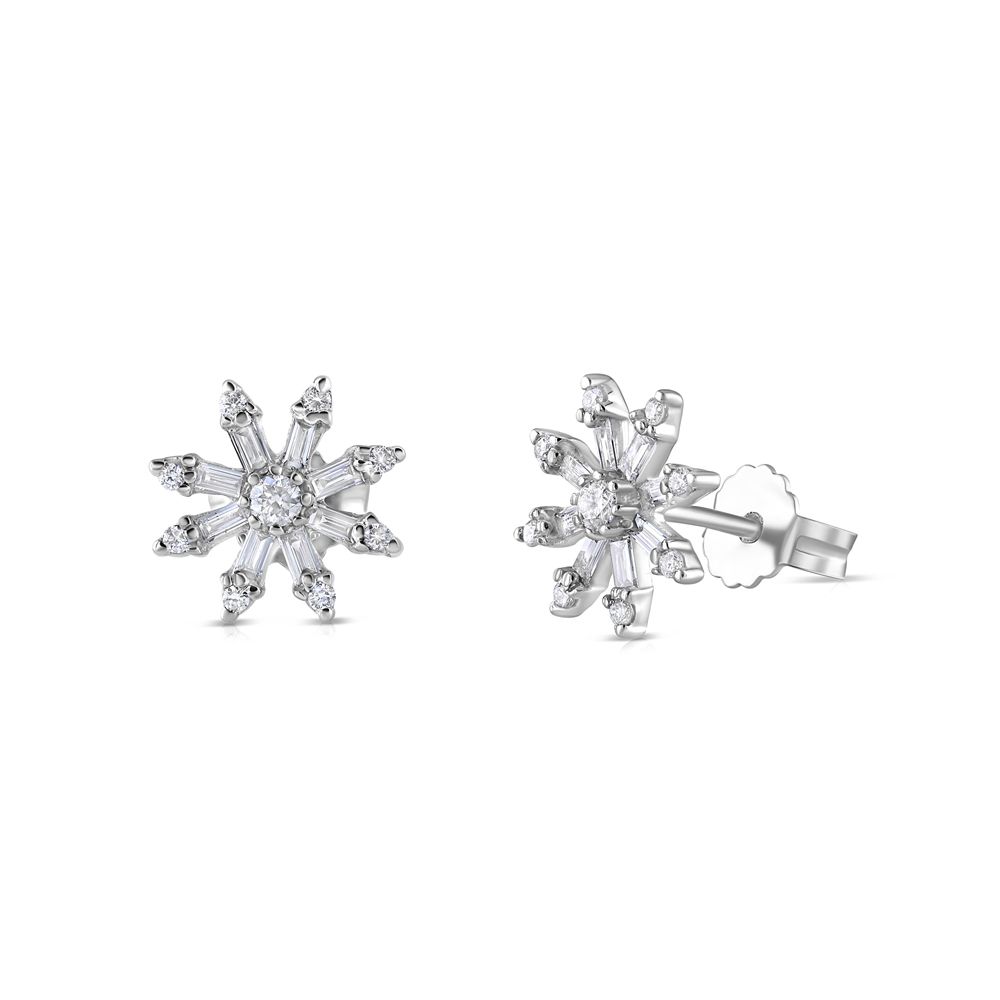 9ct White Gold 0.35 Carat Claw Set Diamond Cluster Earrings (0160)