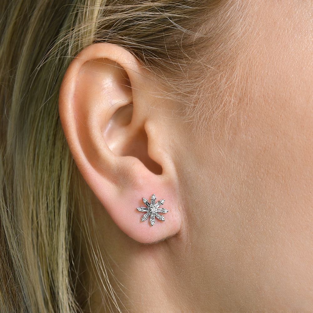 9ct White Gold 0.35 Carat Claw Set Diamond Cluster Earrings (0160)