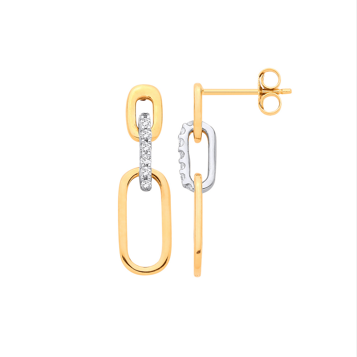 9ct Yellow Gold 0.16ctw Oval Loops Drop Earrings (0336)