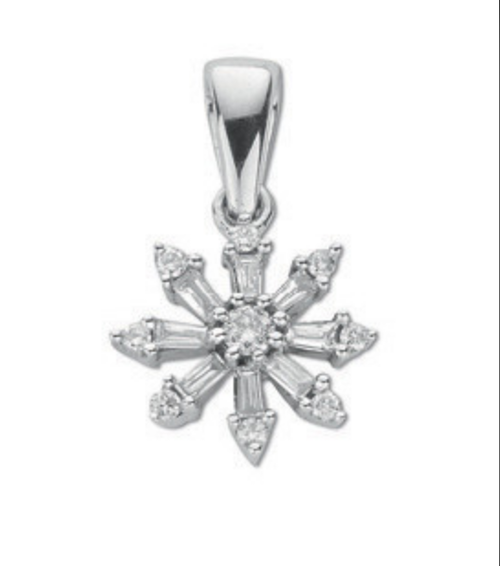 9ct White Gold 0.25 Carat Snowflake Diamond Set Pendant (0324)