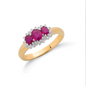 9ct Yellow Gold 0.20ct Diamond and 0.85ct Ruby Ring, Sizes J to Q (0052)