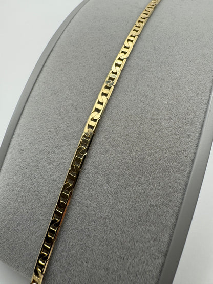 9ct Yellow Solid Gold 3.5mm Anchor Curb Chain Bracelets (G100AC)