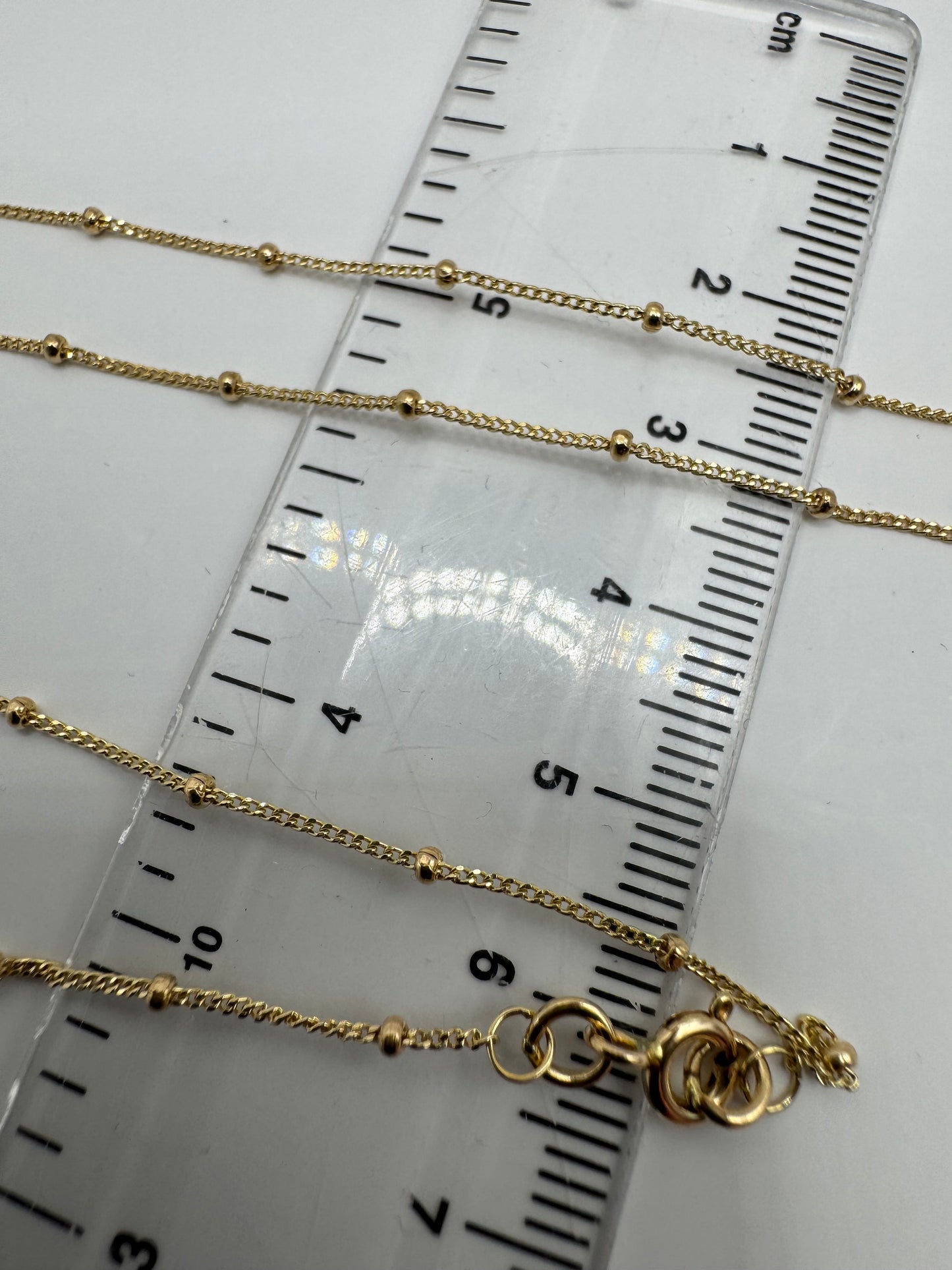 9ct Yellow Curb 1mm Width with Bead Stations Chain Necklace (G10FCB)