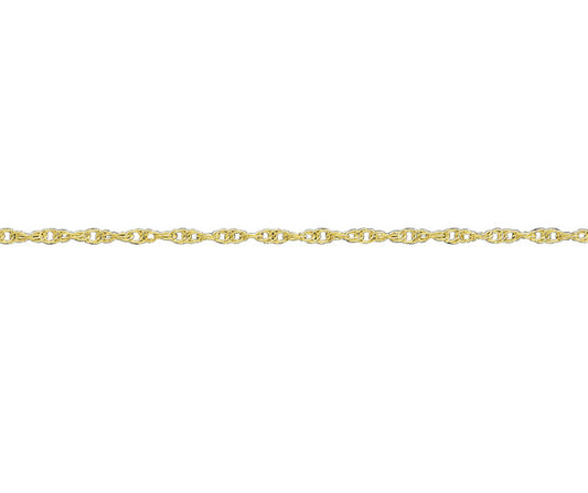 9ct Yellow Gold 1.4mm Prince of Wales Solid Rope Chain Various Lengths (G10R)