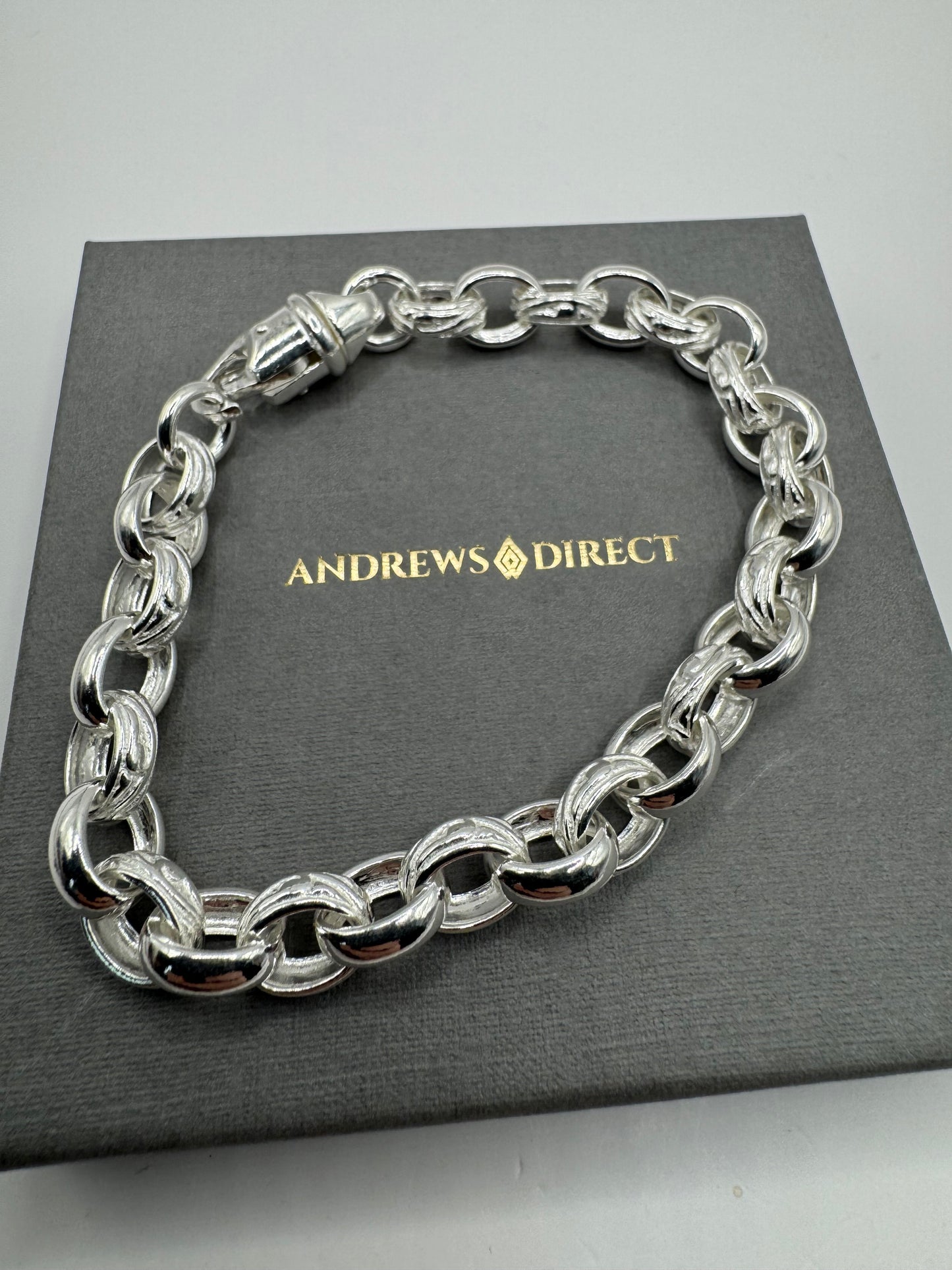 Sterling Silver 8mm Mens Patterned Belcher Chains (1169)