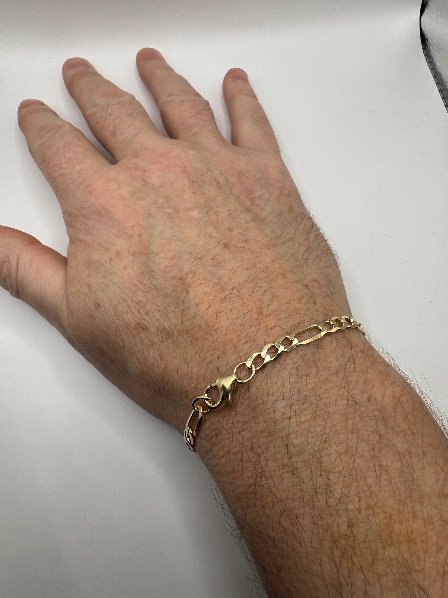 9ct Yellow Gold 4.8mm Figaro 3+1 Fancy 7.5" / 19cm Bracelet (G120FG)