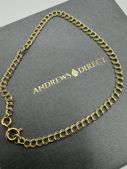 9ct Yellow Solid Gold 3.2mm Double Curb Link Bracelet (G16Z)