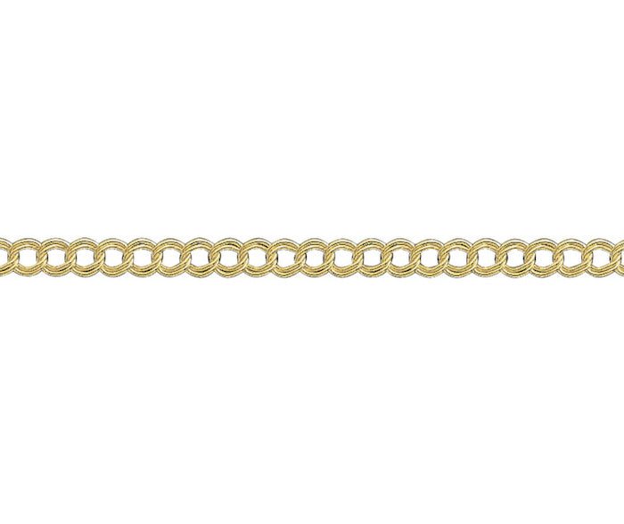 9ct Yellow Solid Gold 3.2mm Double Curb Link Chain (G16Z)