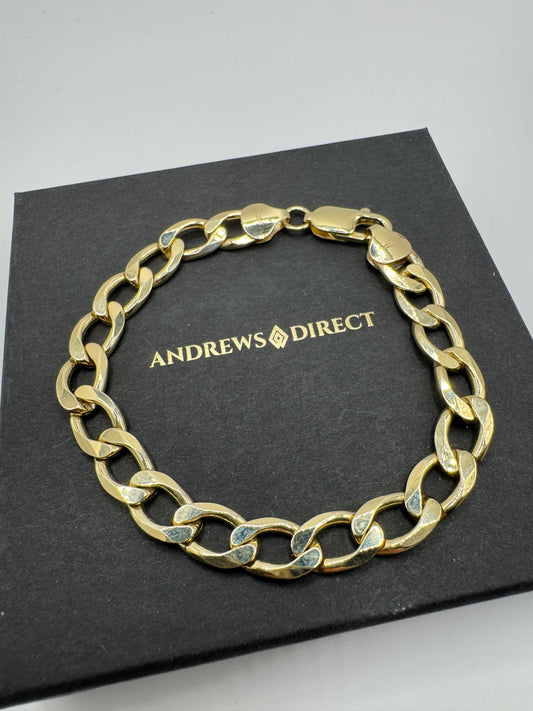 9ct Yellow Solid Gold 8mm Curb Link Bracelet (G200MC)