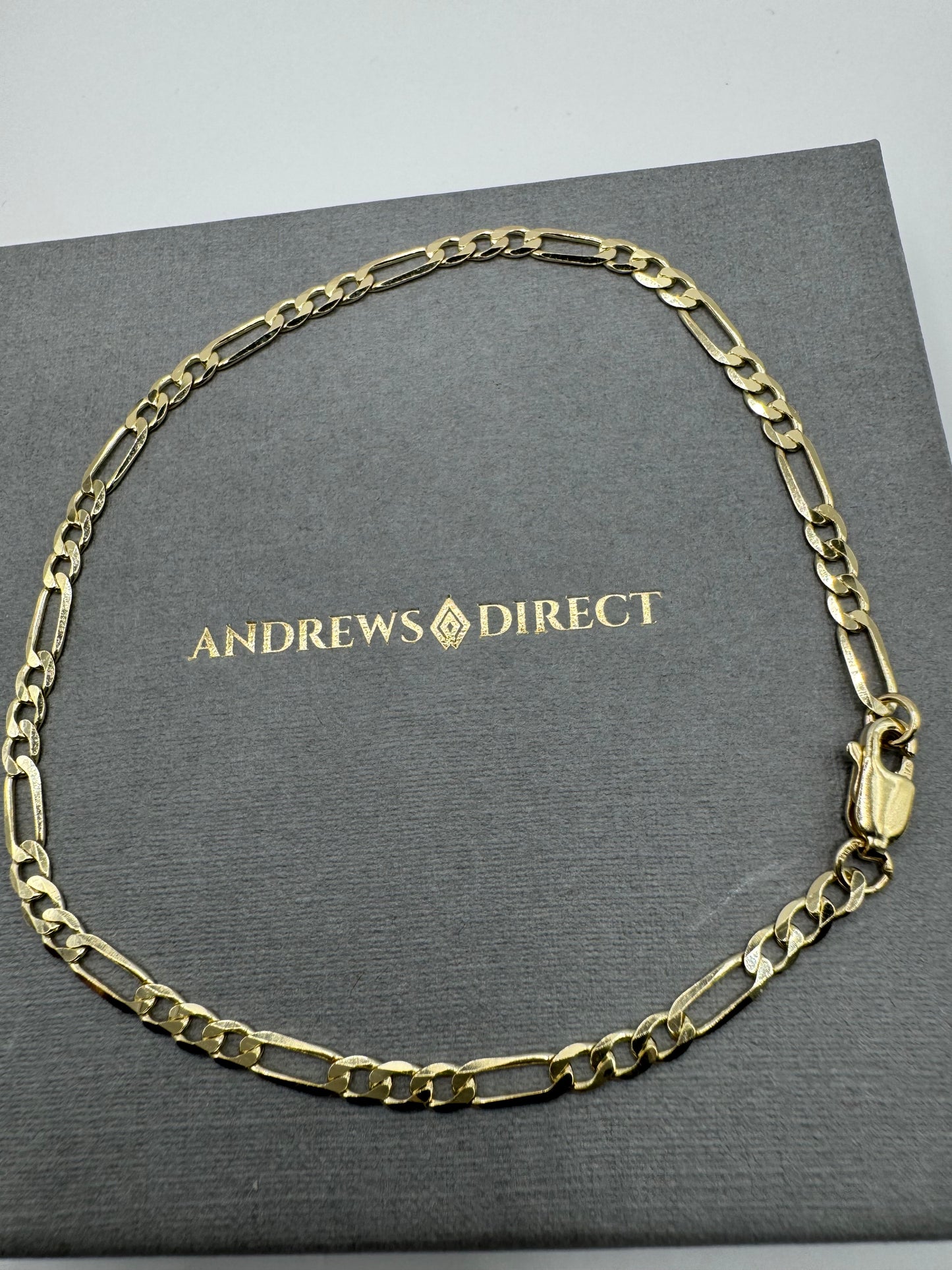 9ct Yellow Gold 3.2mm Figaro 3+1 Bracelet and Necklace(G80FG)