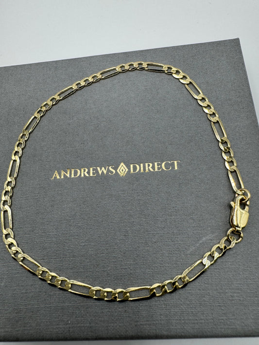 9ct Yellow Gold 3.2mm Figaro 3+1 Bracelet and Necklace(G80FG)