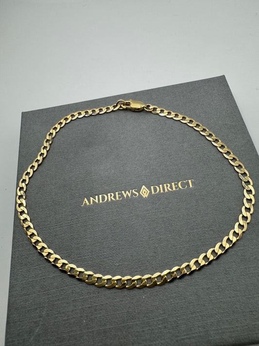 9ct Yellow Solid Gold 3.1mm Curb Link Chain Bracelet (G80MC)
