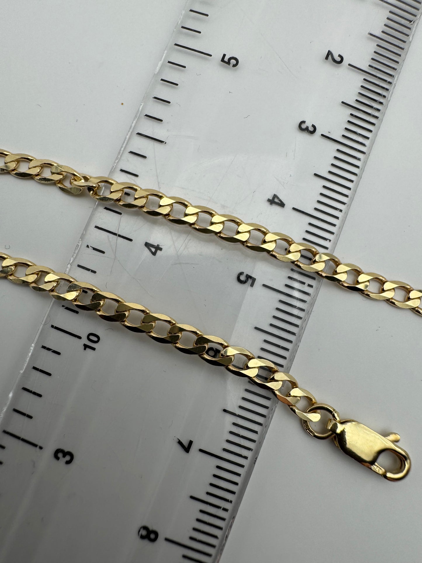 9ct Yellow Solid Gold 3.1mm Curb Link Chain Bracelet (G80MC)