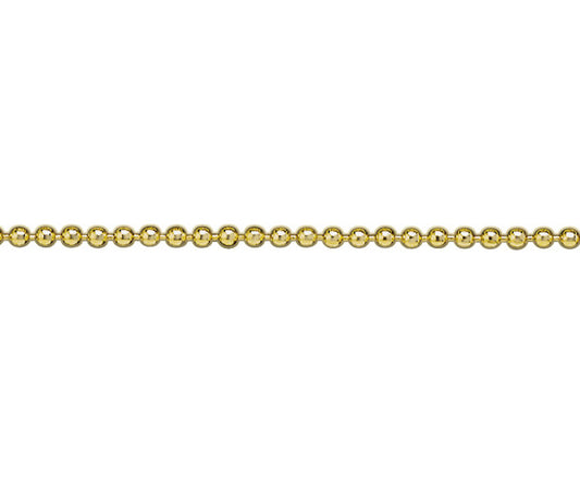 9ct Yellow Gold Solid 2.25mm Beaded Chain Various Lengths Available (GBEAD1)