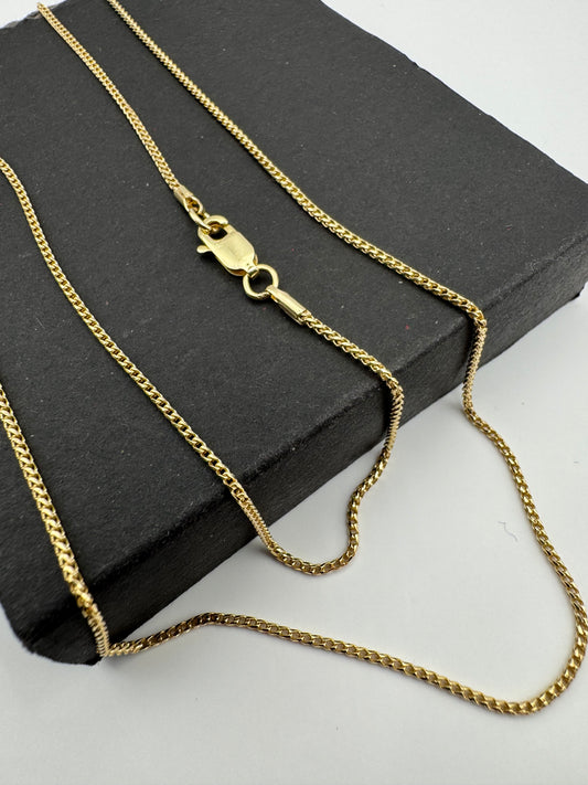 9ct Yellow Gold Diamond Cut Edge Franco 1.1mm Necklace Chain  (GFFR35)
