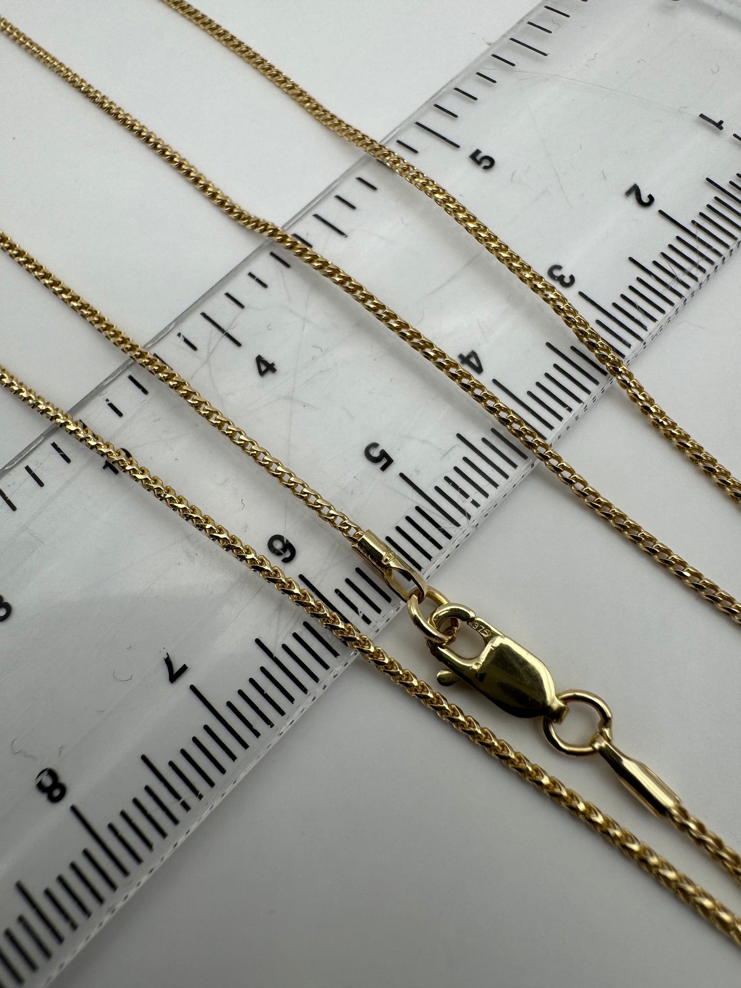 9ct Yellow Gold Diamond Cut Edge Franco 1.1mm Necklace Chain  (GFFR35)