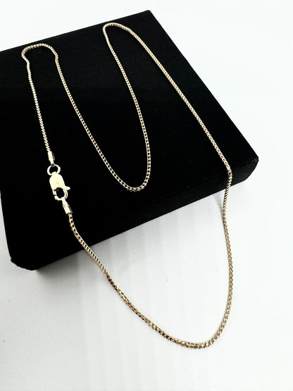 9ct Yellow Gold Solid Franco 1mm Neck Chain Various Lengths (GFR35)