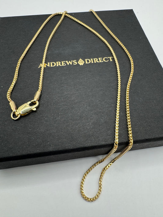 9ct Yellow Gold Franco 1.2mm Necklace Chain Various Lengths (GFR40)