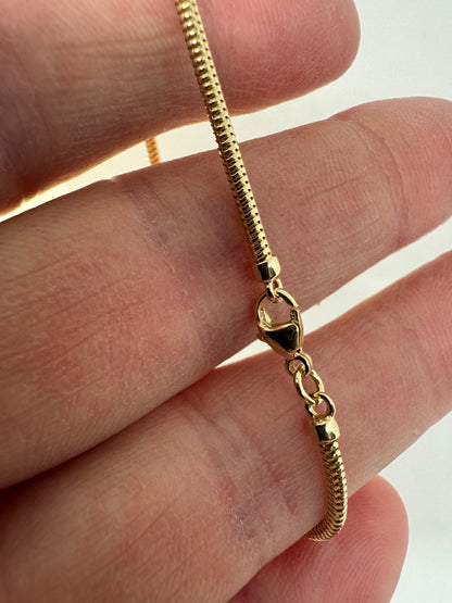 9ct Yellow Solid Gold Solid 2mm Snake Chain Various Lengths (GSN15)