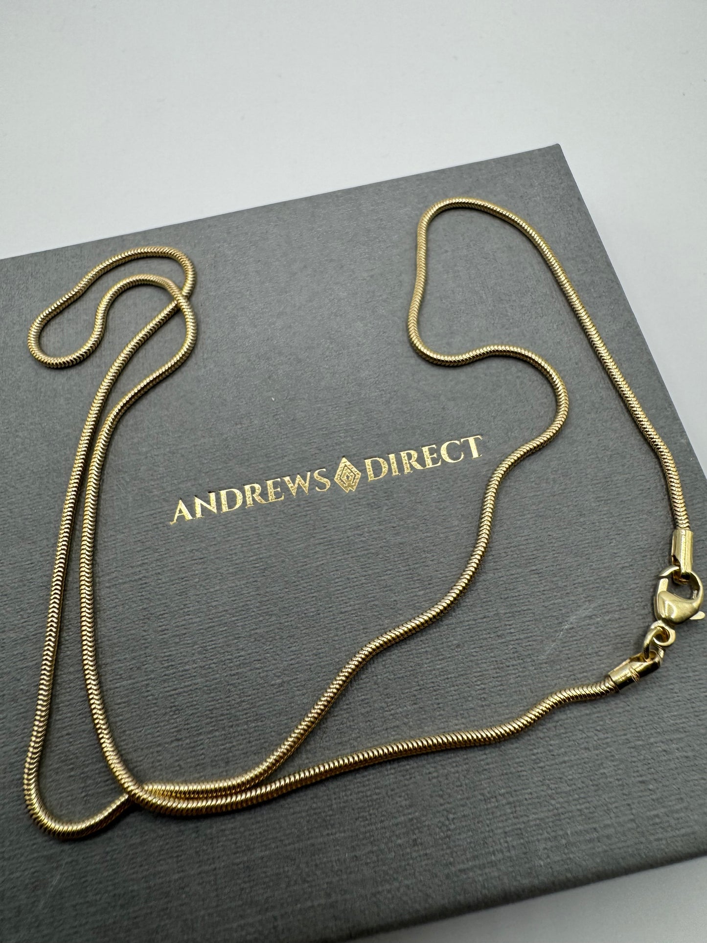 9ct Yellow Solid Gold 1.4mm Snake Chain Necklace (GSNH)