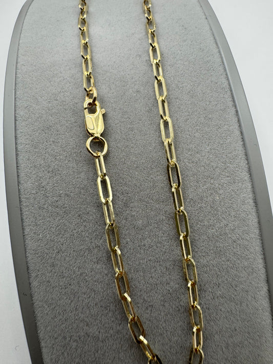 9ct Solid Yellow Gold 2.6mm Paperclip Bracelet  (GSQTL75)