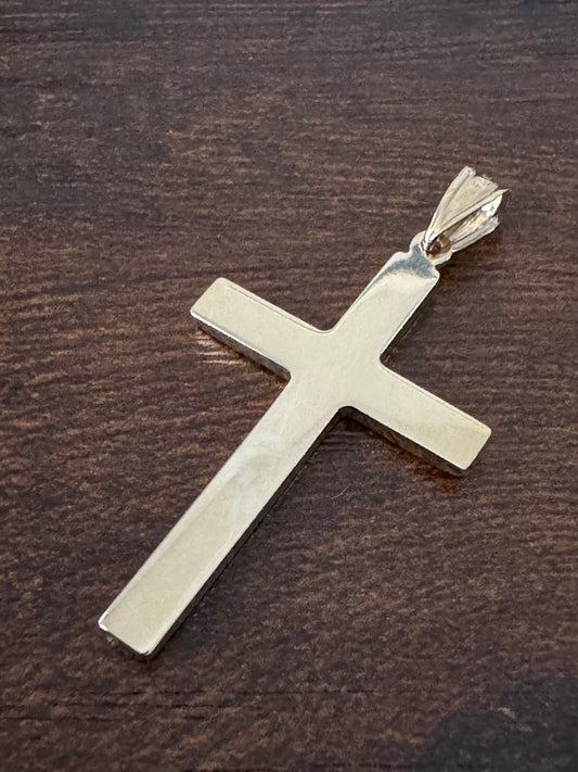 9ct Yellow Gold Hollow Cross Pendant 41x21mm (0194)