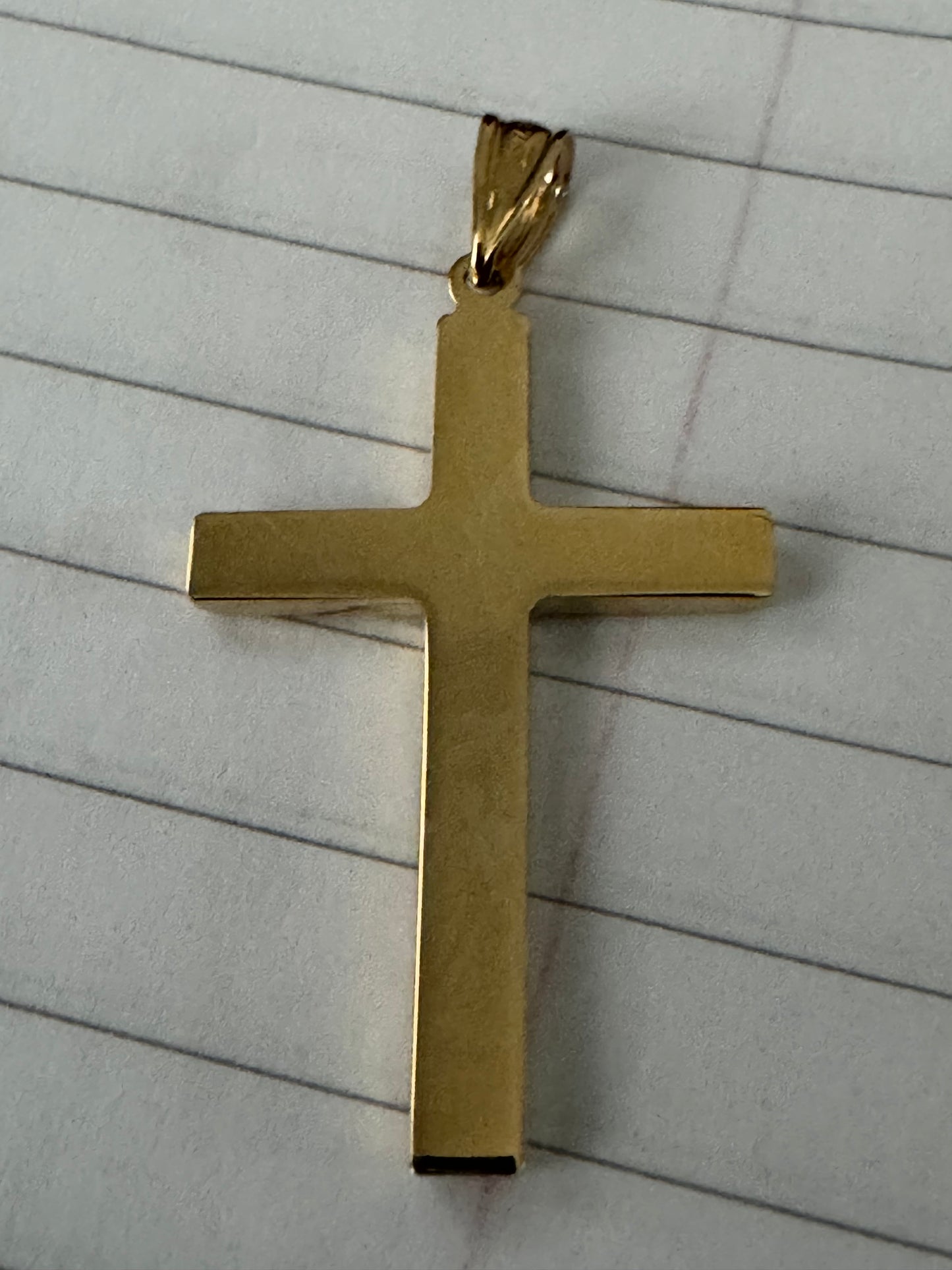 9ct Yellow Gold Hollow Cross Pendant 41x21mm (0194)