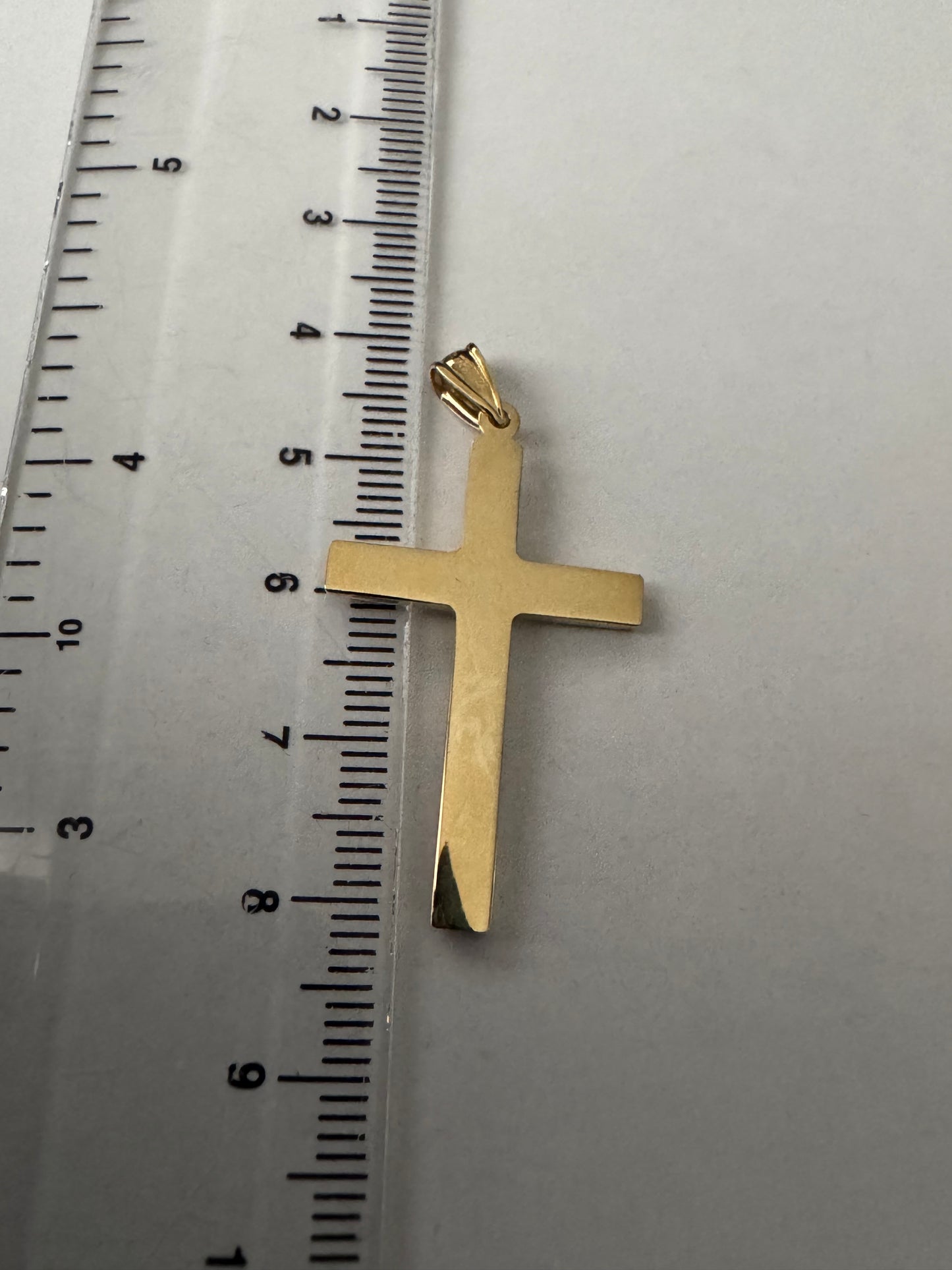 9ct Yellow Gold Hollow Cross Pendant 41x21mm (0194)