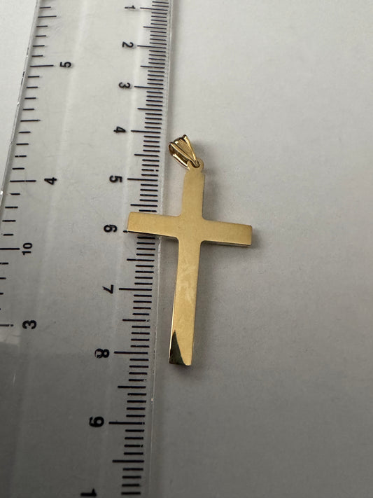 9ct Yellow Gold Hollow Cross Pendant 41x21mm (0194)