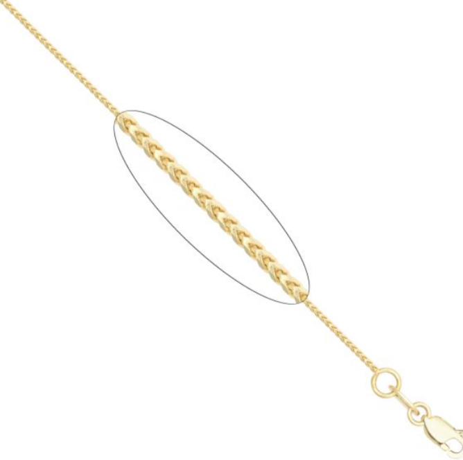 9ct Yellow Gold 0.9mm Diamond Edge Square Franco Chain (085A)