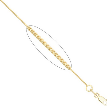 9ct Yellow Gold 0.9mm Diamond Edge Square Franco Chain (085A)
