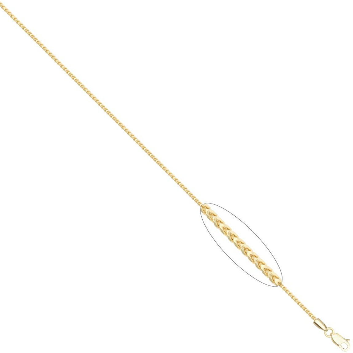 9ct Yellow Gold Diamond Edge Square Franco 1.2mm Neck Chain (085B)