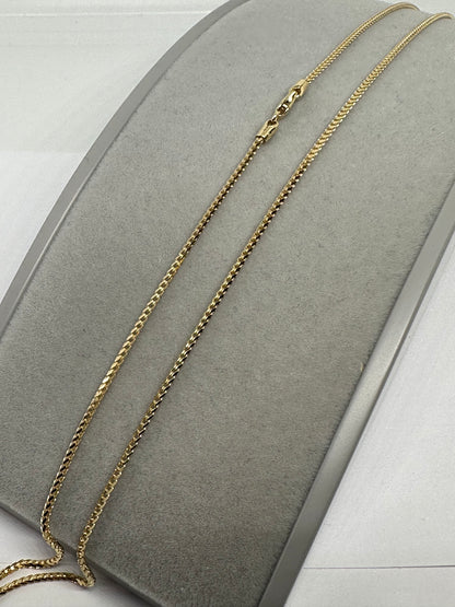 9ct Yellow Gold Diamond Edge Square Franco 1.2mm Neck Chain (085B)