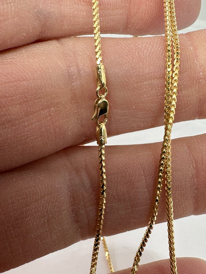 9ct Yellow Gold Diamond Edge Square Franco 1.2mm Neck Chain (085B)