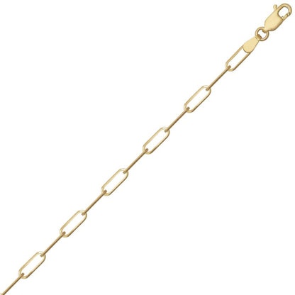 9ct Yellow Gold 3mm Paperclip Link Chain Various Lengths (093A)