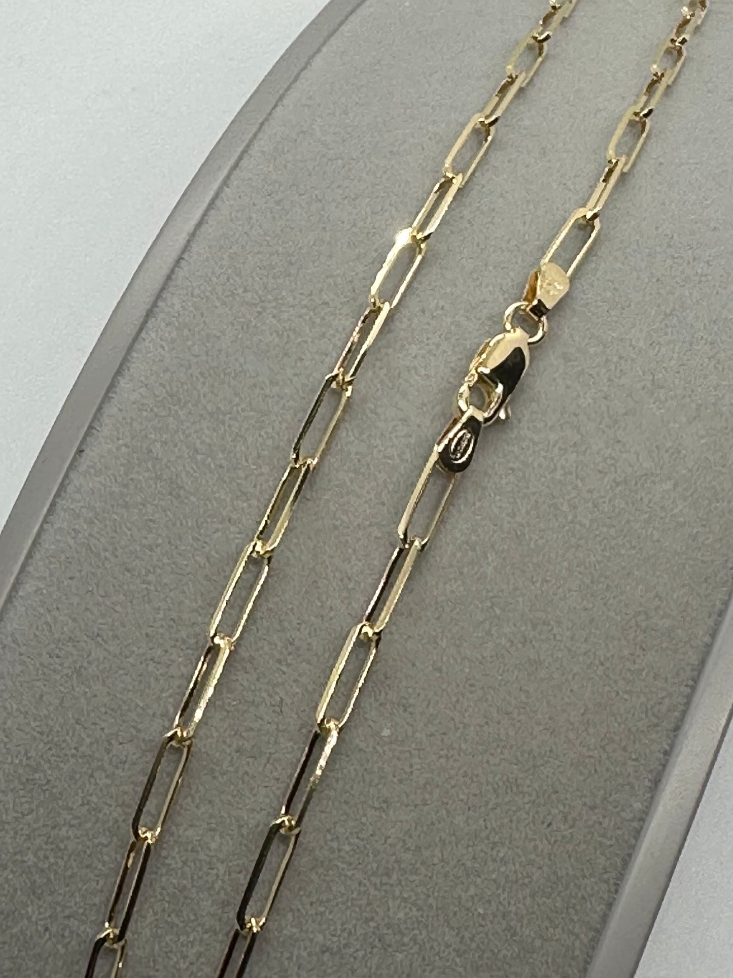 9ct Yellow Gold 3mm Paperclip Link Chain Various Lengths (093A)