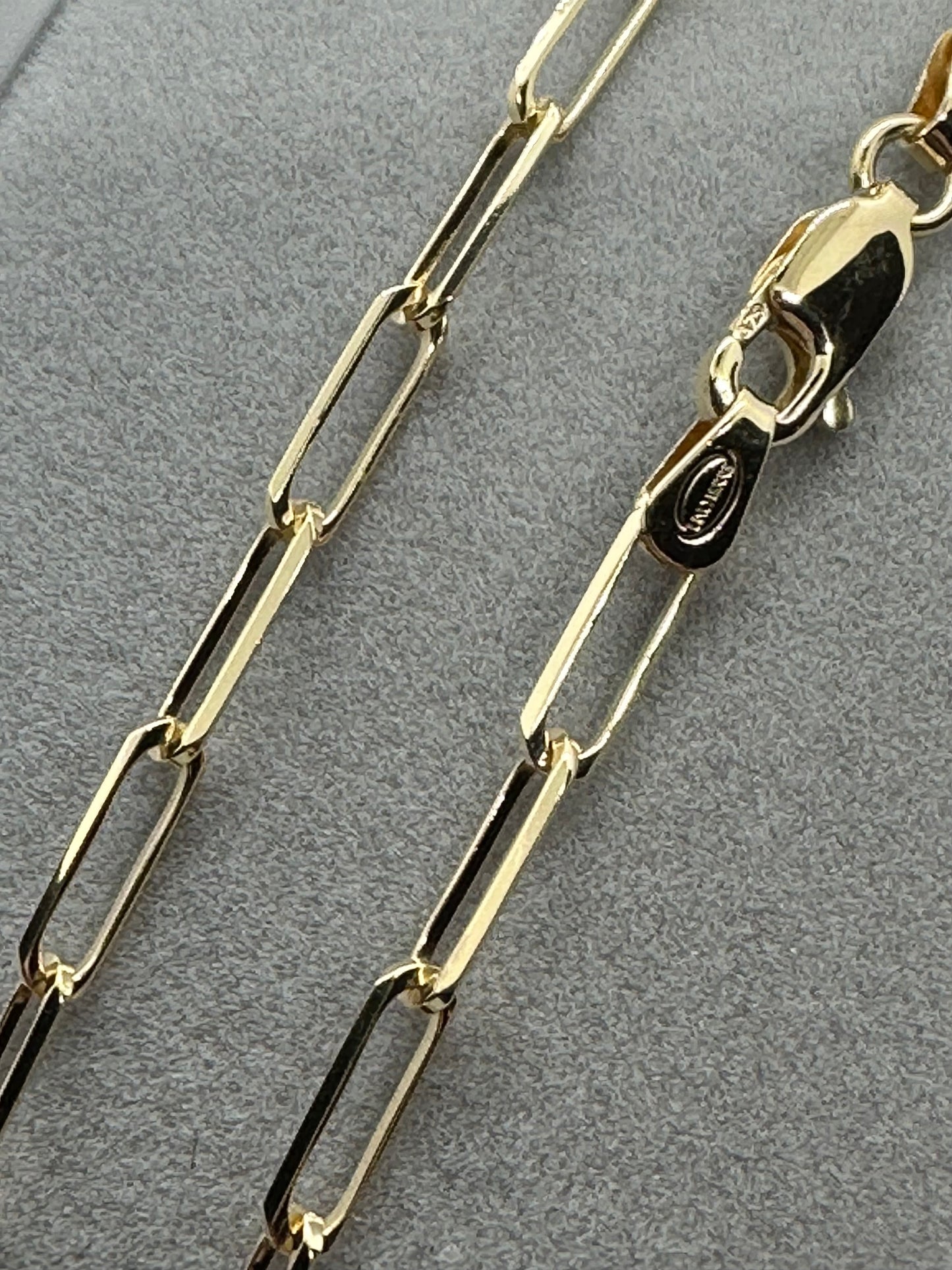 9ct Yellow Gold 3mm Paperclip Link Chain Various Lengths (093A)