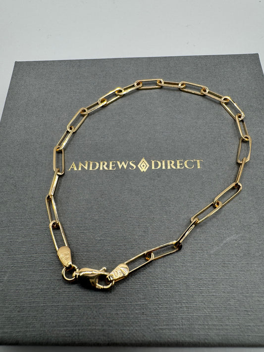 9ct Yellow Gold 3mm Paperclip Link Chain Various Lengths (093A)