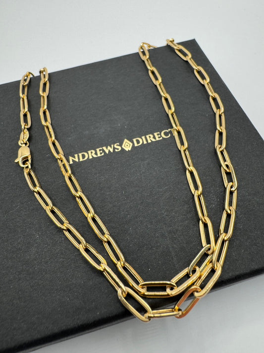 9ct Yellow Gold 3.6mm Paperclip Link Neck Chain (093C)