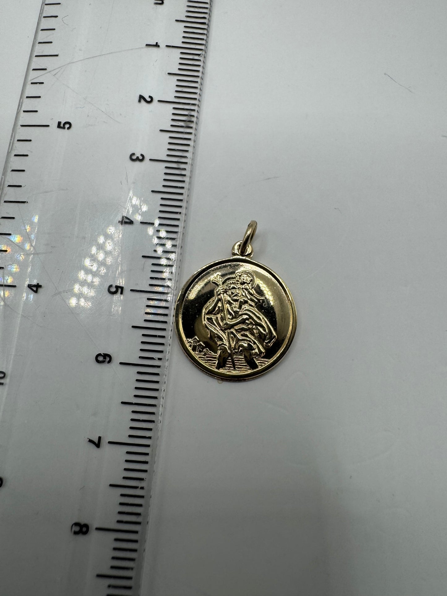 9ct Yellow Gold Solid St Christopher Double Side Pendant (035)