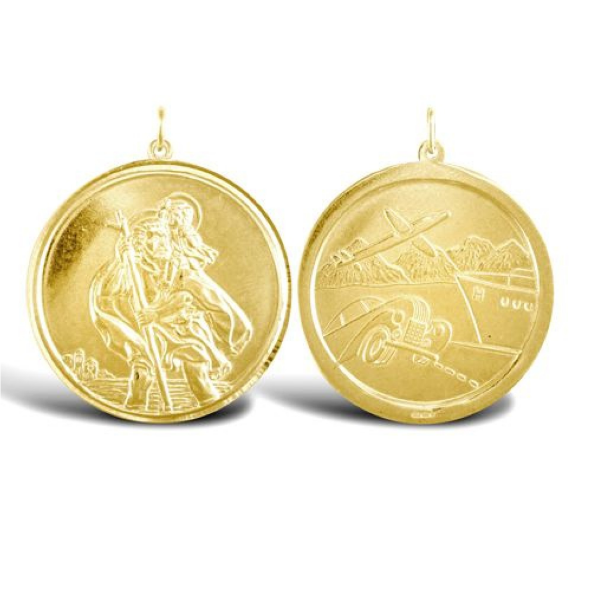 9ct Yellow Gold St Christopher Pendant 30mm x38mm (037)