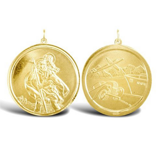 9ct Yellow Gold St Christopher Pendant 30mm x38mm (037)