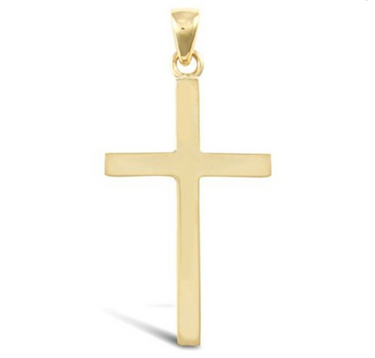 9ct Yellow Gold 40x20mm Solid Gold Cross Pendant (x003)