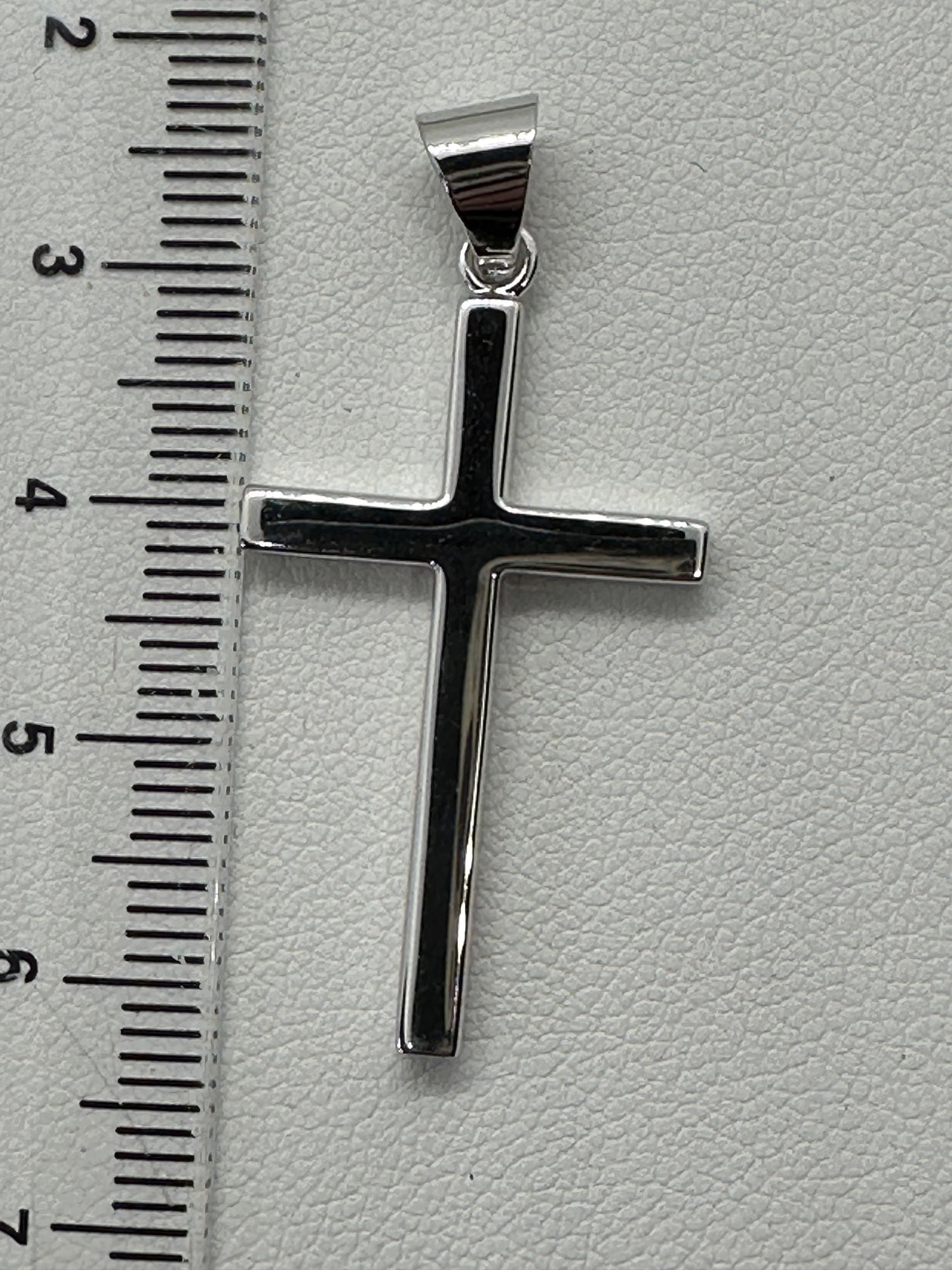 9ct White Gold 40x20mm Solid Plain Polished Cross Pendant (X112)