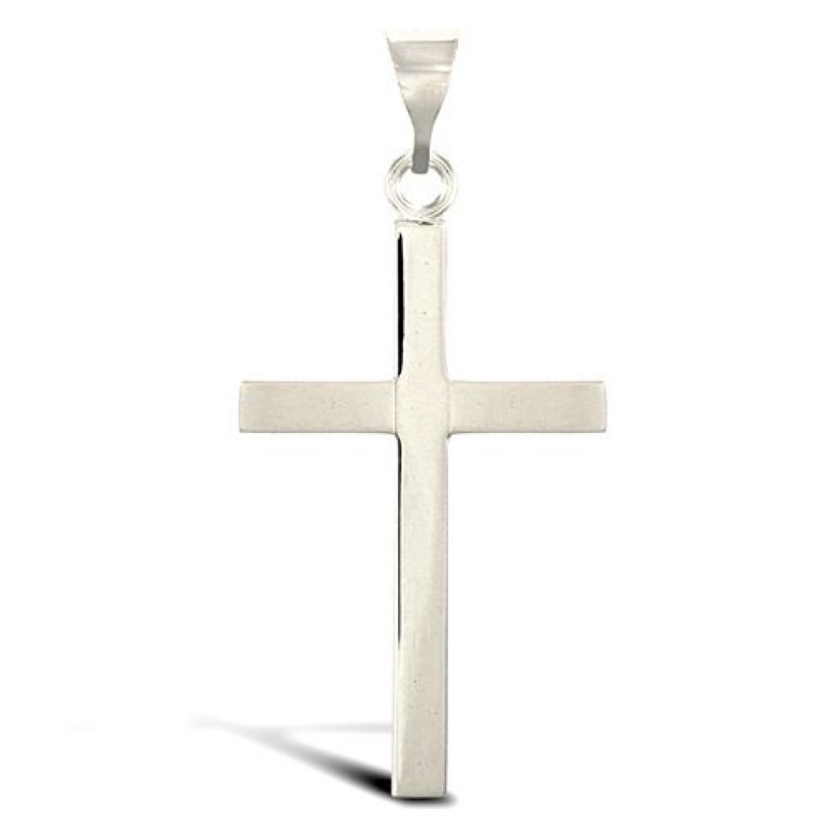 9ct White Gold 40x20mm Solid Plain Polished Cross Pendant (X112)