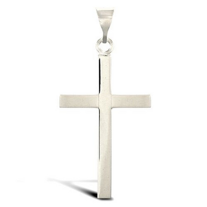9ct White Gold 40x20mm Solid Plain Polished Cross Pendant (X112)